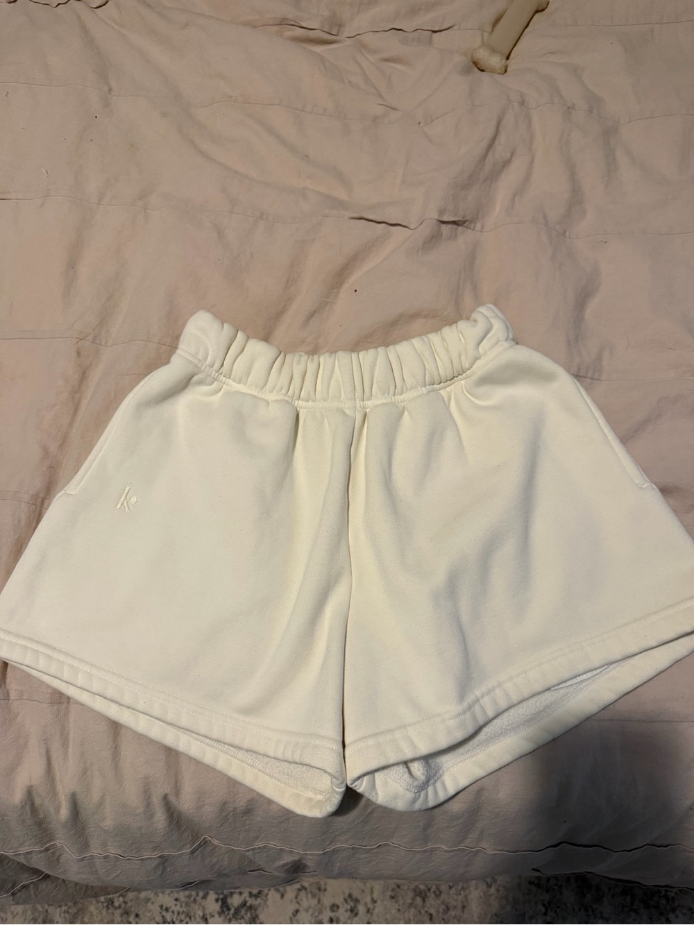 Women's White Athletic Lounge Shorts with Elastic Waist